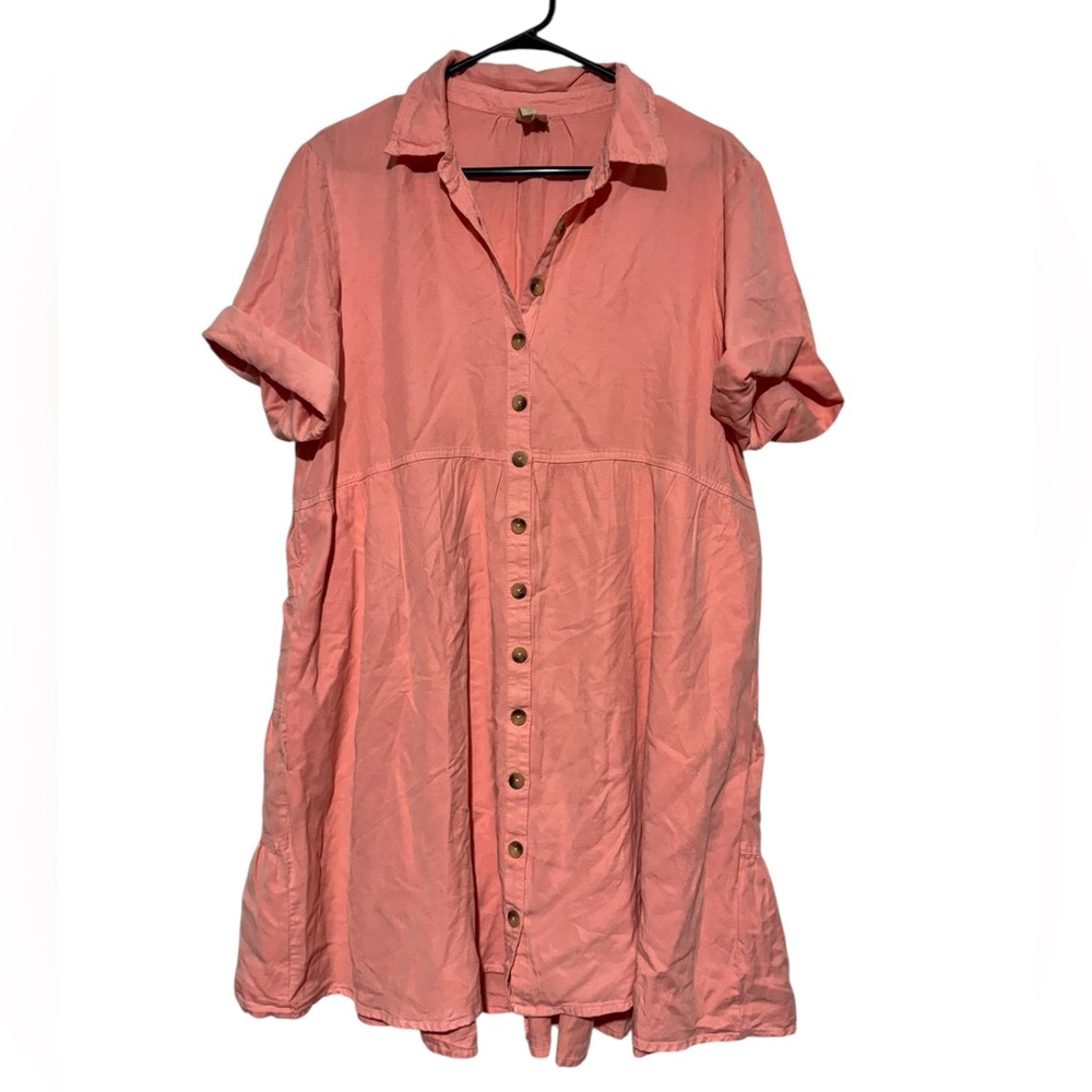 Pilcro Pink Tiered Babydoll Shirt Dress Size M Spring Gender Reveal Shower